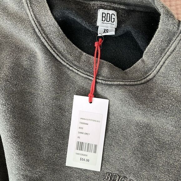 BDG Bubble Hem Sweat Top‎ Dark Gray Size XS - Picture 7 of 9